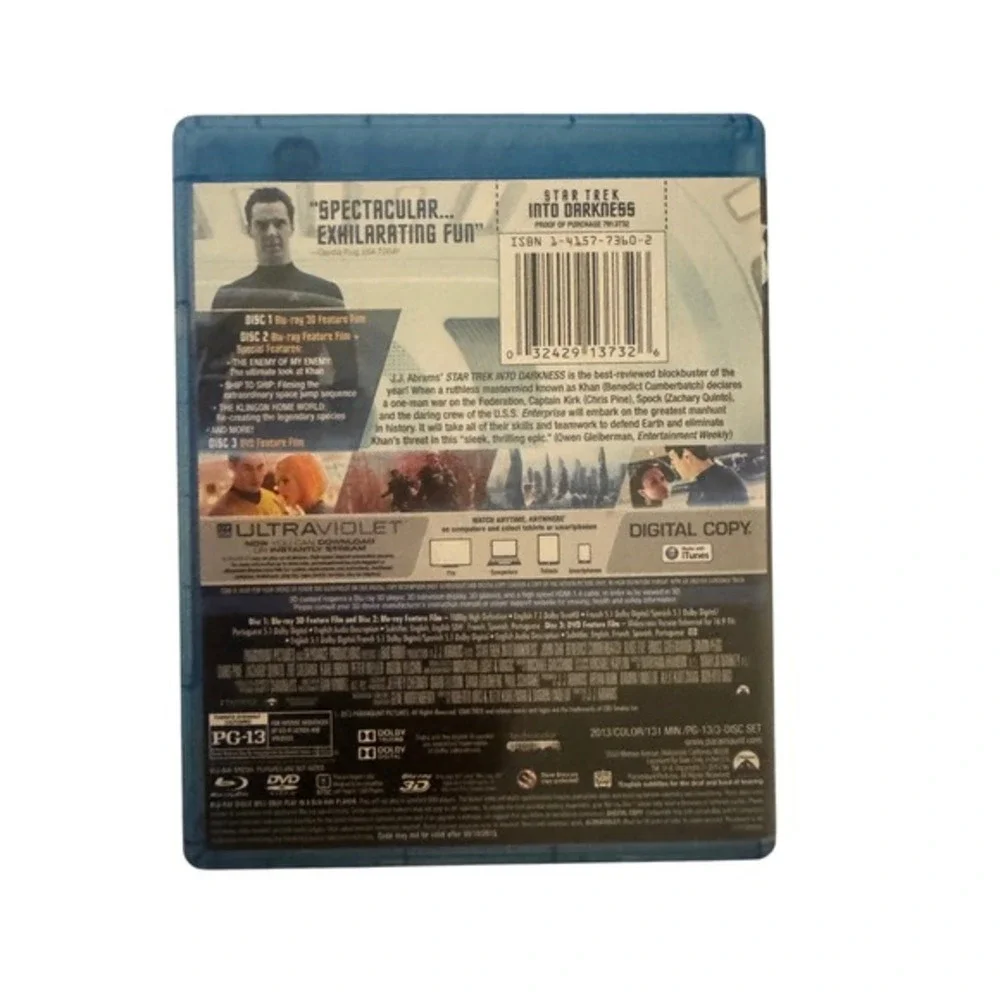 Star Trek Into Darkness 3D Blu-ray Combo Pck (3D + Blu-ray + DVD + Digital) 2013